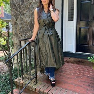 Elegant Olive Green Sleeveless Dress